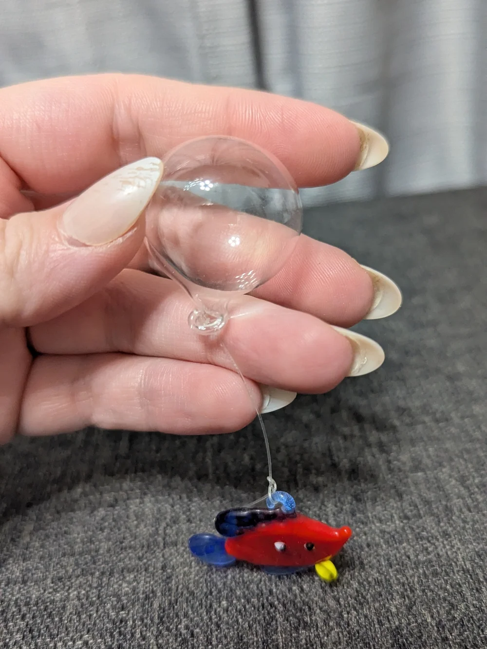 VTG Lot of 3 Floating Handblown Glass Fish Floater Bubble Aquarium Ornaments